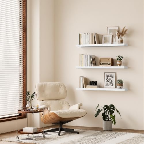 BAYKA White Floating Shelves 47.2in, Set of 2, Wall Mounted for Wall Decor - Image 4