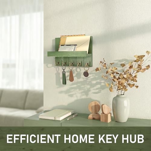 Rebee Vision Key Holder Wall Mount with Shelf for Home Decor, Green - Image 4