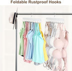 Resovo Bra Hanger for Closet, Tank Top Hanger 20 Hooks Capacity Foldable Wood Space Saving Hangers Closet Organizers and Storage for Dorm & Apartment for Tank Top, Bra, Scarf etc. - Image 3