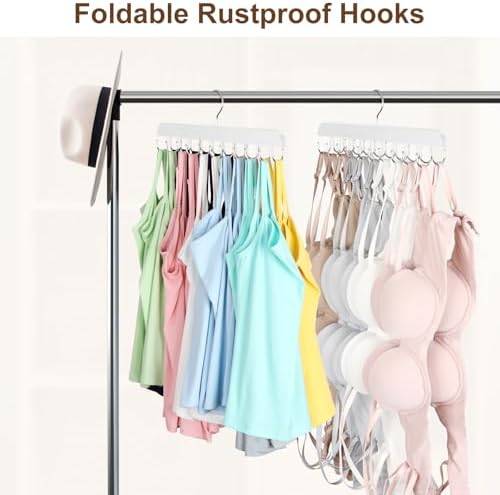 Resovo Bra Hanger for Closet, Tank Top Hanger 20 Hooks Capacity Foldable Wood Space Saving Hangers Closet Organizers and Storage for Dorm & Apartment for Tank Top, Bra, Scarf etc. - Image 3