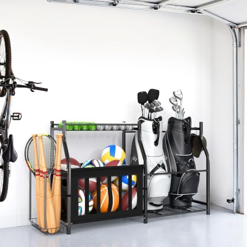 TORACK Golf Bags Stand with Ball Storage, Large Capacity Garage Sports Equipment Organizer - Image 2