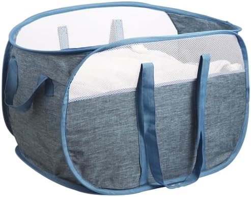 100L Collapsible Laundry Baskets, Tear Proof Pop Up Laundry Hamper with Dual Handles, Large Foldable Laundry Basket, Easy to Carry Laundry Hamper for Home, Laundry Room, Bedroom, Dorm, Travel Blue by BATTOO