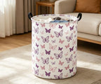 ESSME Butterfly Laundry Basket,Hamper Collapsible Canvas Waterproof Storage Bin,Gift Baskets,(Purple Butterfly) - Image 5