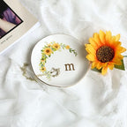 COLLECTIVE HOME - Ceramic Jewelry Tray, Trinket Dish for Rings Earrings Necklaces Bracelet Watch Keys, Birthday Mother's Day Christmas Gift for Women, 4.75", White Surface wirh Sunflowers (m) - Image 3