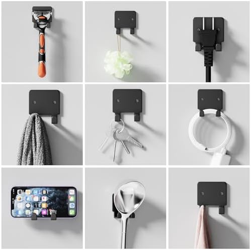 GTK 4 Pack Key Holder for Wall, Razor Holder Wall Mounted, Hat Rack, Self Adhesive Hooks, Shower Hooks, Towel Hooks(Black) - Image 3