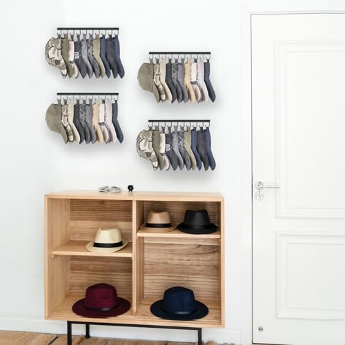 Mkono Hat Organizer, Metal Hat Rack for Wall Storage Holds 40 Caps Set of 4 - Image 2