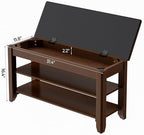 Homleke 31.5" Wide Solid Wood Shoe Rack Bench with Flip-Top Storage - Image 3