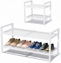 Expandable Shoe Rack for Closet, Entryway, Shoe Storage, 2-Tier, White by Unknown