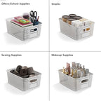 ORGIDOL Plastic Storage Basket with Lids 10 Pack Stackable Storage Bins Containers with Lid, Decorative Storage Boxes for Organizing Shelves, Drawers, Playroom, Classroom, Office, Closet, White - Image 6