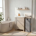 efluky Slim Laundry Basket with Lid, Narrow Laundry Hamper with Removable Bag, Skinny Dirty Clothes Basket with Bamboo Handles for Bathroom, Bedroom & Laundry Room, 75L Grey - Image 3