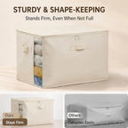6Pack Canvas Storage Bags for Clothes & Comforters with Clear Window, Beige - Image 4