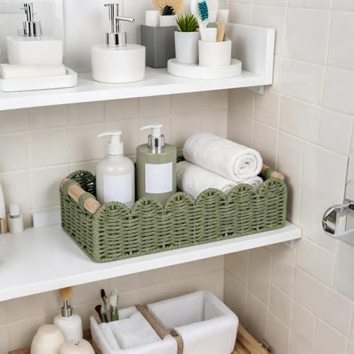 CubesLand Scalloped Toilet Paper Storage Basket W/Handle for Home Decor - Image 4