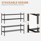 STORAGE MANIAC Long Expandable Shoe Rack, 24 Pairs Metal Wide Stackable Shoe Rack, Adjustable Shoes Shelf, Freestanding Shoes Organizer for Closet, Entryway, Hallway, Garage, Front Door, 4 Tiers - Image 3