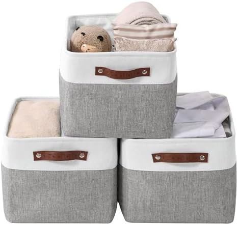DECOMOMO Storage Bins, Large Fabric Storage Baskets for Shelves 3 Pack by DECOMOMO
