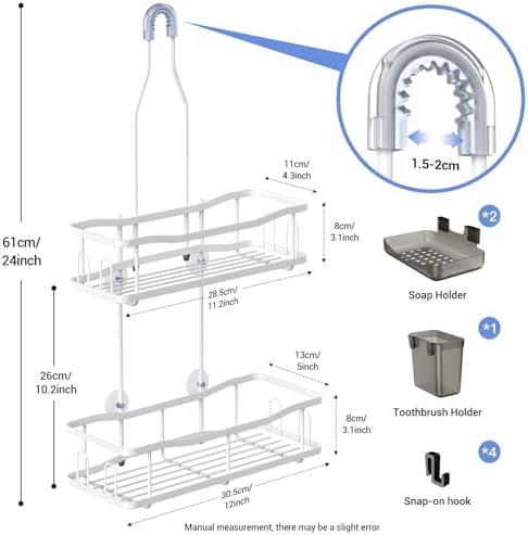 Hanging Shower Caddy Over Shower Head - No Drill Rustproof Shower Rack - Image 6