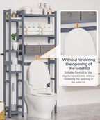 Homde Bamboo Over The Toilet Storage Organizer: Basket and Drawer (Grey) - Image 3