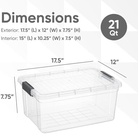 Superio 21 Quart Clear Plastic Storage Boxes with Lids, Stackable Organizer Containers, BPA-Free Storage Bins for Home, Office, School & Dorm, 1 Pack - Image 2
