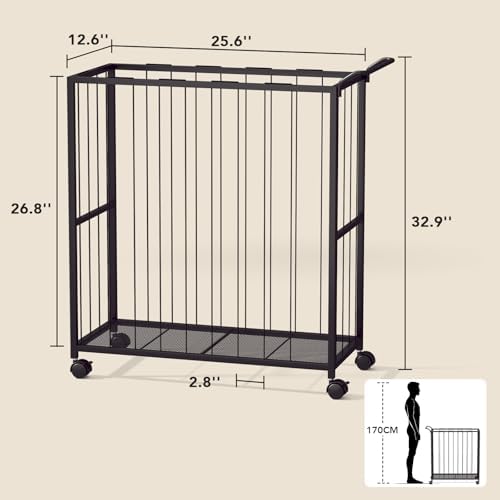 Homsorout Ball Storage Bin Rolling Sports Ball Cart, Black - Image 3