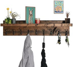 Coat Rack with Shelf Wall Mounted with Storage (Choose Your Length) Towel Rack Entryway Organizer Key Hooks (32" L (8 Hooks)) by DistressedMeNot