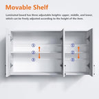 White Laundry Room Cabinets and Storage with 3 Doors and Utility Adjustable Shelf，Gabinetes Para Cocina Cupboard Kitchen Organizers and Storage Pantry Wall Mounted 12.4"D x 35.4"W x 19.7"H - Image 4