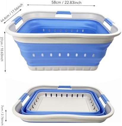 SAMMART 42L (11 gallon) Collapsible Plastic Laundry Basket - Foldable Pop Up Storage Container/Organizer - Space Saving Hamper/Basket (1, Grey/Little Boy Blue) - Image 3