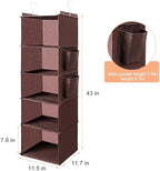 BOOMIBOO Hanging Closet Organize and Shelves,5-Hanging Shelf（Browm） | with 2 Side Pockets，Storage Foldable - Image 3