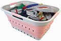 SAMMART 42L (11 gallon) Collapsible Plastic Laundry Basket - Foldable Pop Up Storage Container/Organizer - Space Saving Hamper/Basket (Grey/Quartz Pink) by SAMMART