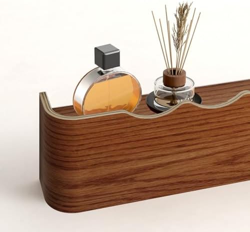 Wall Mounted Coat Rack with Shelf, Wooden Entryway Organizer with Hidden Metal Hooks for Hanging Coats Bags Keys, Modern Floating Shelf for Hallway Bathroom - Image 5