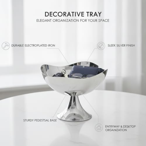 Decorative Tray Electroplated Iron Catchall for Entryway Console and Desk Organization - Image 4