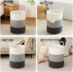 Laundry Basket Hamper Tall Rope Storage Woven for Blanket toys Dirty Clothes in Living Room Bathroom Bedroom (Gradient Grey, 100L/26.4Gal) - Image 4