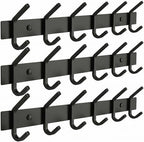 Coat Rack Wall Mount – 17 Inch Stainless Steel Hook Rail with 6 Double Coat Hooks for Hanging – Wall Mounted Entryway Organizer for Coats, Hats, Bags, Towels, Robes, Closet or Bathroom - Black 3 Pack by SAYONEYES