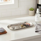 Oval Serving Tray, Stainless Steel Catchall for Keys Jewelry Snacks, Decorative Organizer for Vanity Entryway (1 PC) - Image 2