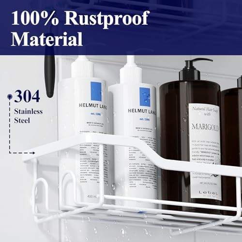 Kitsure Shower Caddy, Adhesive Shower Organizer, Large, White - Image 3