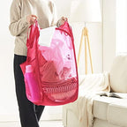 TECHMILLY Collapsible Mesh Pop Up Laundry Hamper with Sturdy Handles and Side Pocket - Portable Foldable Clothes Baskets for Dorm, Bathroom & Travel Storage (Pink, 2 Packs) - Image 5