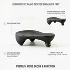 Small Item Catch-All Tray for Rings and Keys, Geometric Ceramic Organizer Dish with Raised Edges, Modern Minimalist Decor for Nightstand or Entryway (Black/White) - Image 5