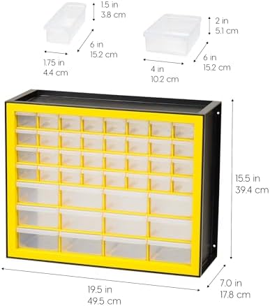 IRIS Plastic Hardware Storage Drawer, 44 Drawer Parts Cabinet - Yellow - Image 3