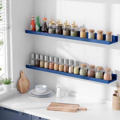 upsimples Floating Shelves for Wall Decor Storage, Navy Blue, 6Pcs, 15.7'' - Image 5