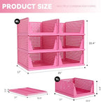 Pink Girl Closet Organizers and Storage Stackable Plastic Drawer Basket for Clothing Stackable Storage Bins Shelf Storage Container for RV Closet Wardrobe Bedroom Bathroom Playroom 6 Pack - Image 3