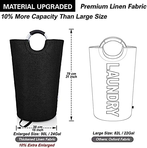 Large Laundry Basket, Laundry Hamper Bag with Handles, 95L Heather Black - Image 2
