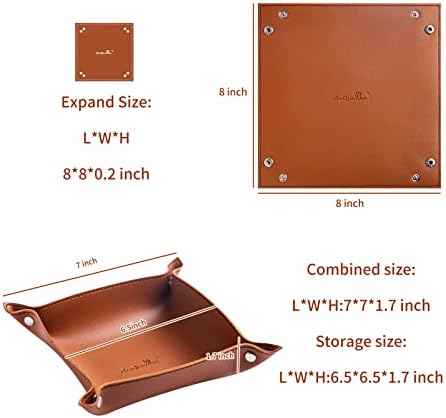 Leather Jewelry Valet Tray for Women and Man (2PCs Brown-B) - Image 2