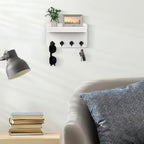 Nekon Key Holder Wall Mount, 8.5 Inch Small Wooden Wall Organizer, White - Image 3
