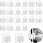 3-H 24-Pack Self Adhesive Broom Holder Wall Mount - Heavy Duty No Drill Broom Organizer for Garage Closet Kitchen, Plastic Storage Rack for Brooms Mops Tools, Peel and Stick Adhesive, White by 3-H