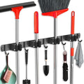 Mop and Broom Holder Wall Mount, Upgraded Broom Hanger Wall Mount, Stainless Steel Broom Organizer for Closet Garage Laundry Room Kitchen Wall Decor(4Racks 5Hooks Black) by FODARSAI