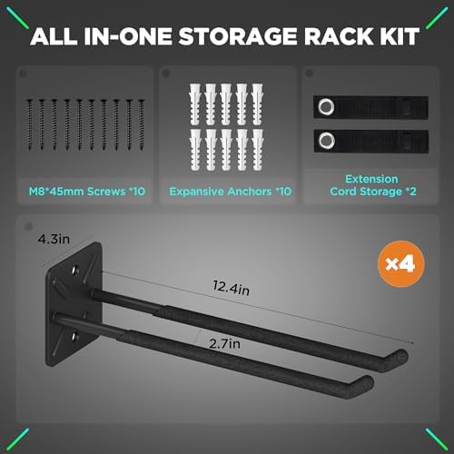 Nacial Garage Wall Hangers, Heavy Duty Ladder Hooks, 12.4 Inch 4 Pack - Image 2