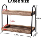 BDBDYEAY Bathroom Countertop Organizer, 2 Tier Vanity Organizer and Storage for Cosmetic Skincare Perfume, Wood Bead Storage Shelf for Bathroom Kitchen Coffee Station - Image 3