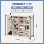 STORAGE MANIAC Stackable Shoe Cubby Organizer, Free Standing Shoe Cube Rack for Entryway, Bedroom, Apartment, Closet, 20-Cube Beige - Image 3