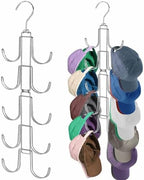 Hat Organizer for Closet: Collapsible Caps Rack with 10 Large Hooks by NAKBINX
