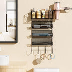 4 Tier Hair Tool Organizer Wall Mount, curling iron holder Basket, Black - Image 2