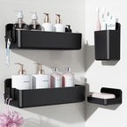 Nieifi Adhesive Shower Shelves, Black, 4 Pieces by Nieifi