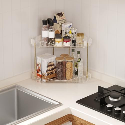 Lifewit 2 Tier Corner Bathroom Counter Organizers and Storage, Clear - Image 6